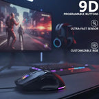 Programmable Wired Gaming Mouse with RGB Lighting — 9/10/12 Keys, 7200 DPI