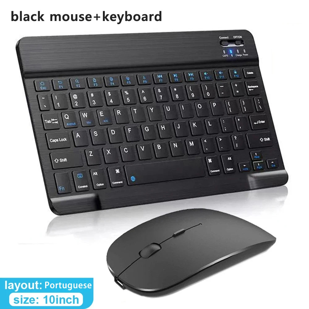 Bluetooth Wireless Keyboard & Mouse Combo – Silent, Multi-Language, Compatible with iPad, iOS, Android & Windows
