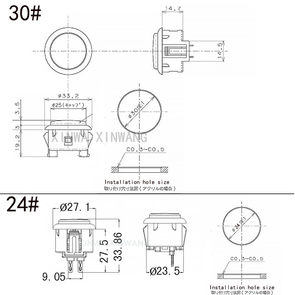 24mm & 30mm Arcade Push Buttons – Sanwa-Style Coin Start Switch for Hitbox & DIY Joystick