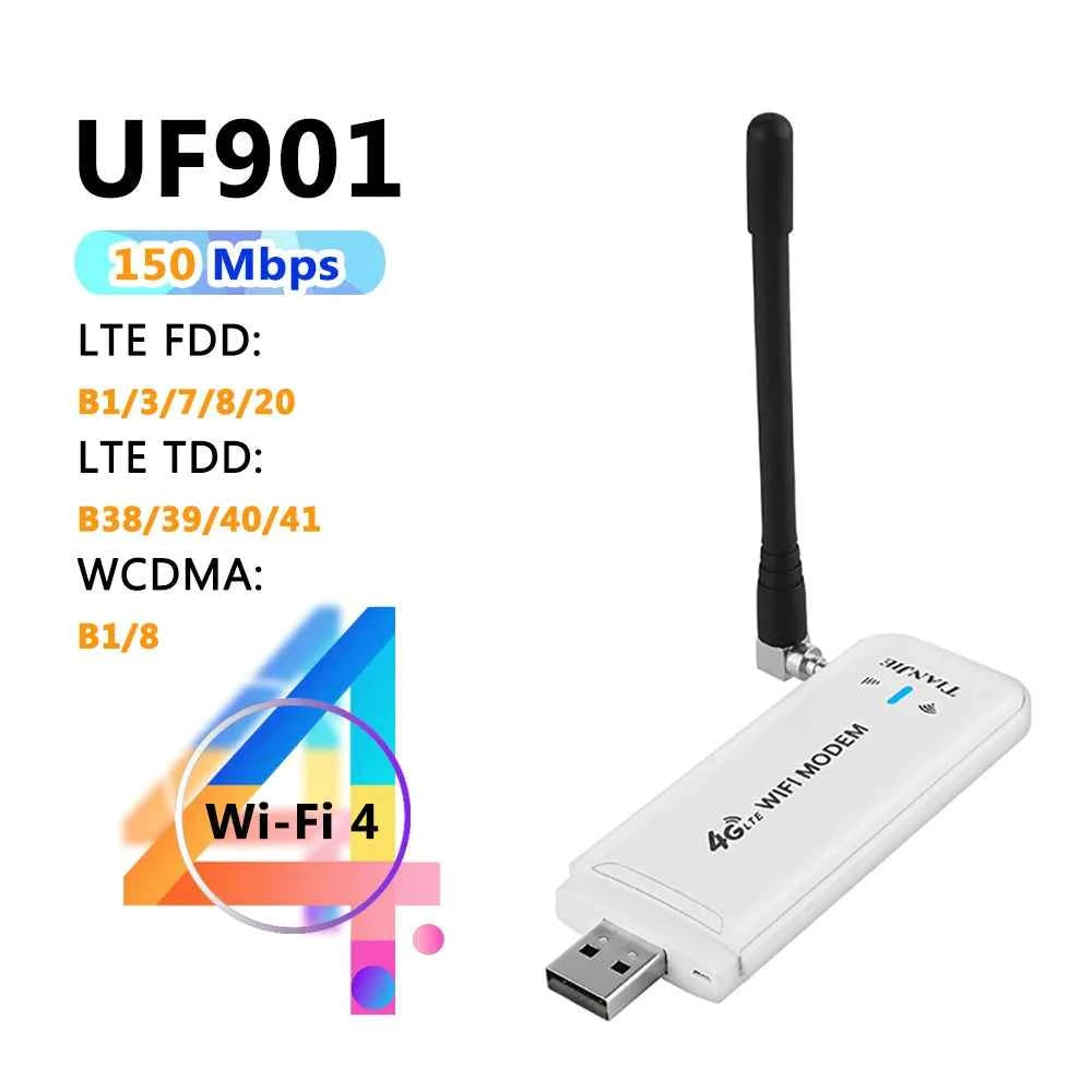 DALFTECH 4G LTE USB Portable WiFi Router & Modem – 100/300Mbps, WiFi 4/6 Wireless Dongle with Hotspot