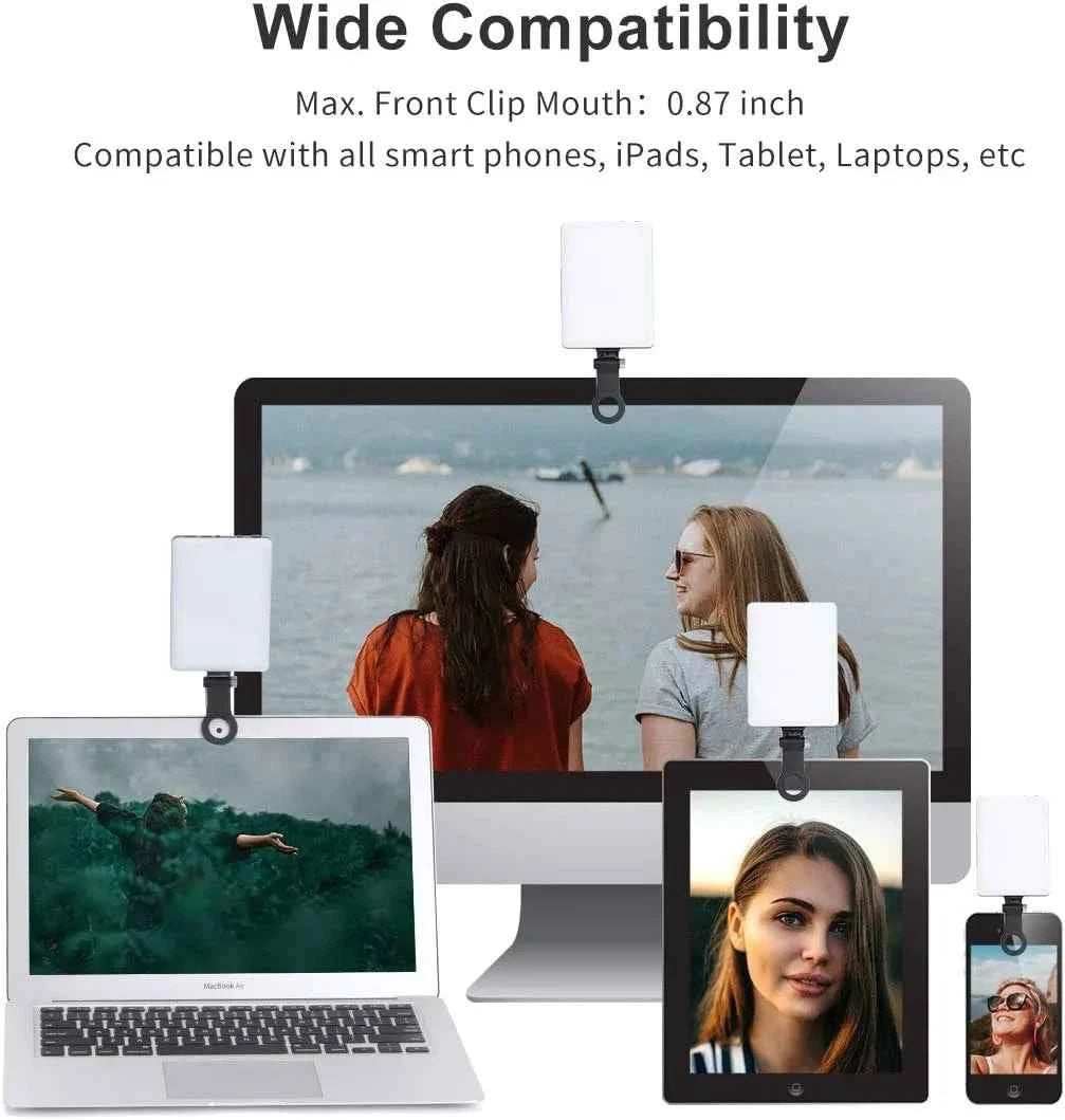 LED Clip-On Selfie & Video Conference Light – 3 Lighting Modes for iPhone, Laptop & Camera