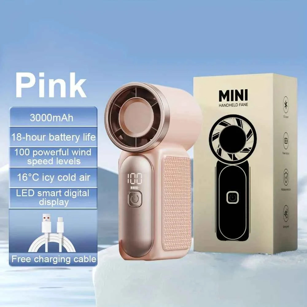 Mini Handheld Turbo Pocket Fan — 3600mAh, 6-Speed, LED Display for Outdoor & Travel