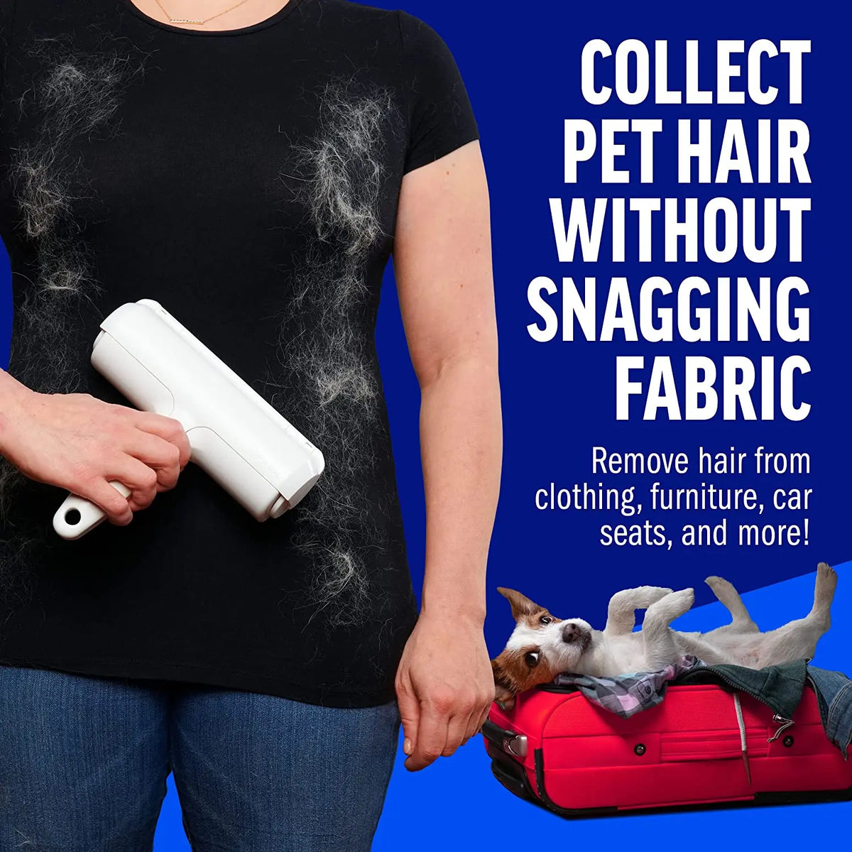 Pet Hair Remover Roller with Self-Cleaning Base — Reusable Lint Roller for Furniture, Sofa & Clothing