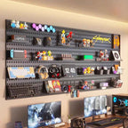 No-Drill Gaming Room Pegboard Wall Organizer – Controller, Headphone & Keyboard Storage Rack