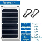 30W Waterproof Solar Charging Panel – 6.8V Portable USB Power Supply for Camping, Hiking & Mobile Devices
