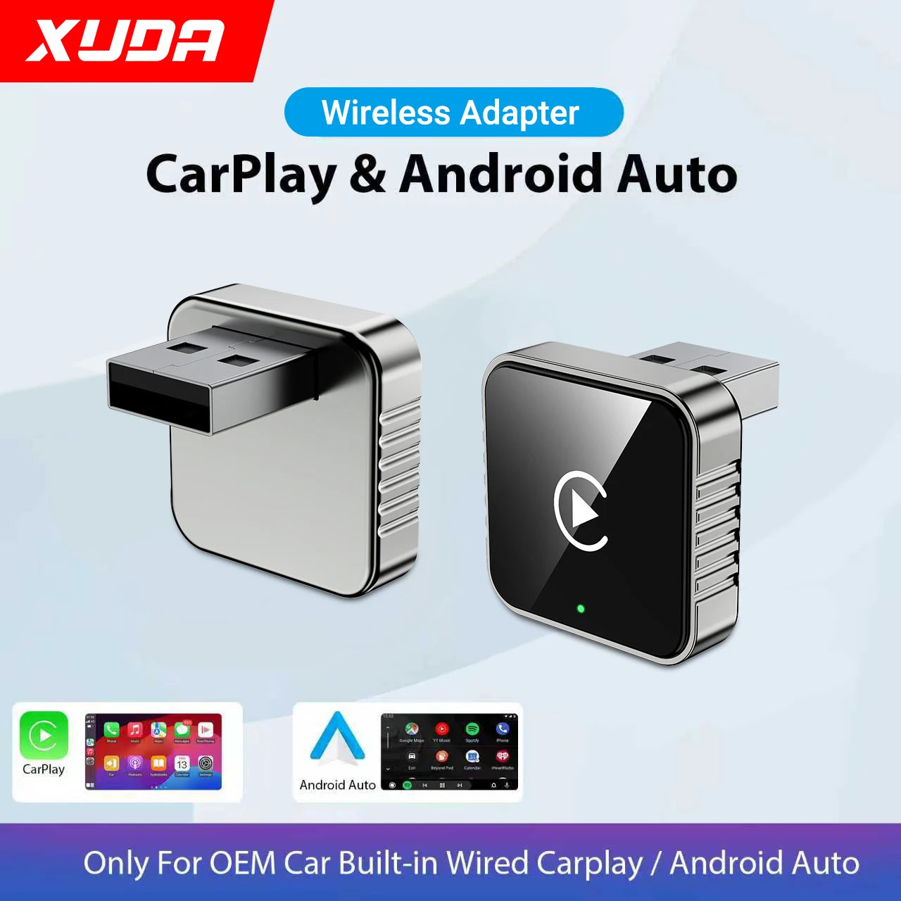 XUDA 2-in-1 Wireless Apple CarPlay & Android Auto Adapter for OEM Wired Car Systems