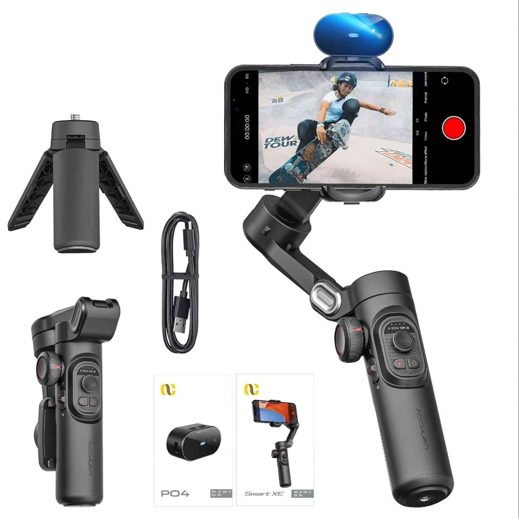 AOCHUAN SmartXE 3-Axis Gimbal Stabilizer — AI Face Tracking | iPhone & Android | Vlog & TikTok
