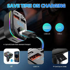 Bluetooth 5.0 Car FM Transmitter & Charger – PD USB-C, Dual USB, Hands-Free MP3 Player with Ambient Light