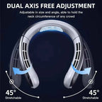 8000mAh Bladeless Neck Fan – Portable USB Rechargeable Hands-Free Air Cooler with LED Display