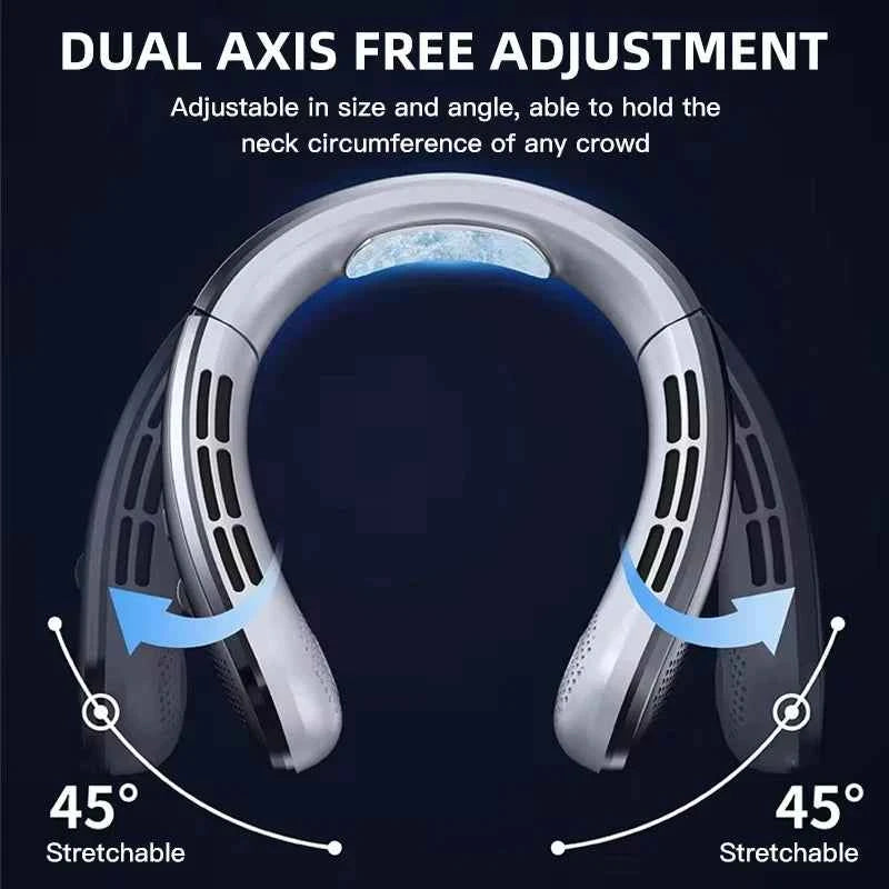 8000mAh Bladeless Neck Fan – Portable USB Rechargeable Hands-Free Air Cooler with LED Display