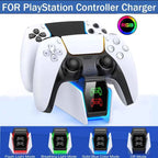 RGB Dual Fast Charger Docking Station for PS5 Controllers – RGB Indicator, Charging Stand for PS5 Gamepad