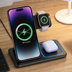 Foldable 3-in-1 Wireless Charging Station – Fast Charger Stand for iPhone 17/16/15/14/13/12, iWatch & AirPods Pro