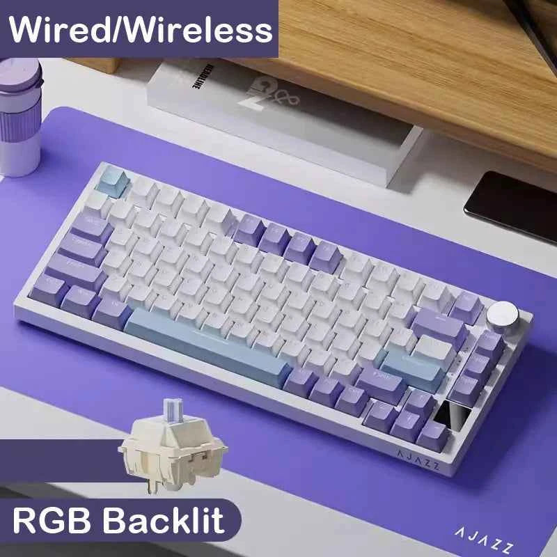AJAZZ AK820 Pro Mechanical Gaming Keyboard – Tri-Mode Wired/Wireless, RGB Backlit, Hot-Swappable, 70% Compact | PC & Mac