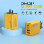 4-Port USB-C PD Fast Charger – Quick Charge 3.0 Type-C Adapter for iPhone 16/15, Samsung, Xiaomi & Huawei