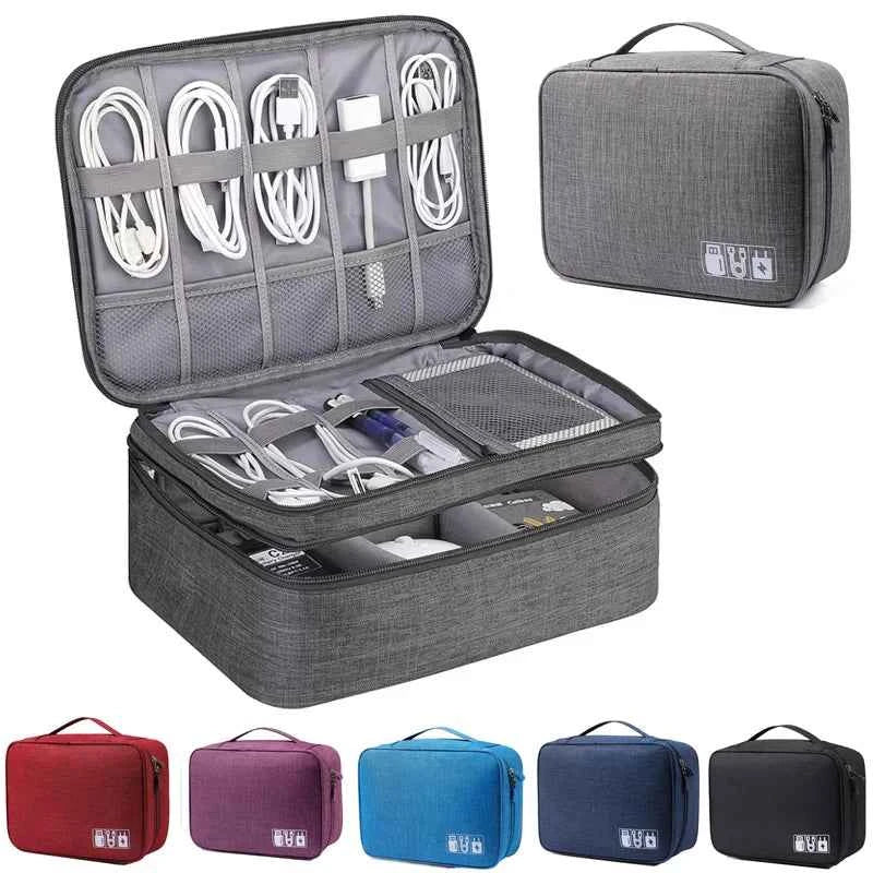 Waterproof Travel Cable Organizer Bag – Digital Accessories Storage Case for USB, Chargers & More
