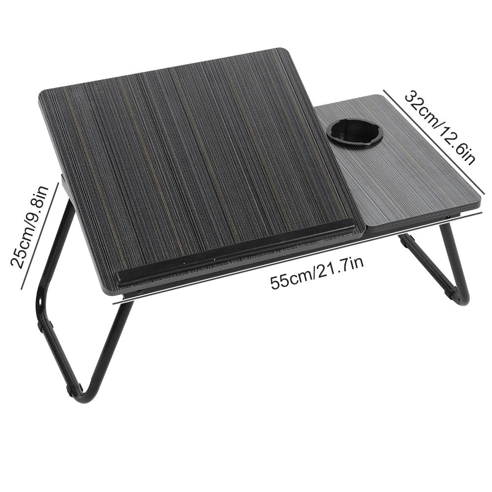 Adjustable Folding Laptop Desk with Cup Holder – 5 Height Levels