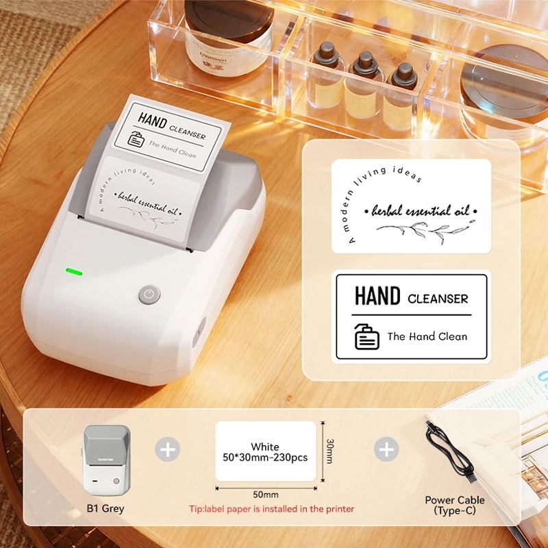 NIIMBOT B1 Portable Bluetooth Label Printer — 2-Inch Thermal Sticker Maker for Smartphones & PC