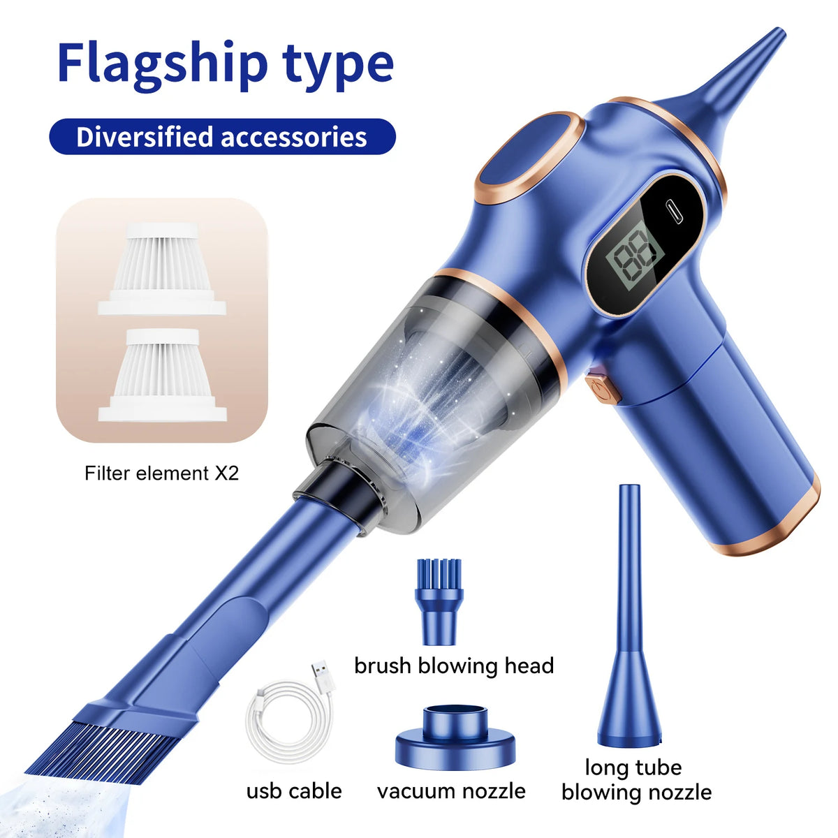 Wireless Car Vacuum Cleaner — 60W Handheld Mini Vacuum with HEPA Filter for Car, Home & Office