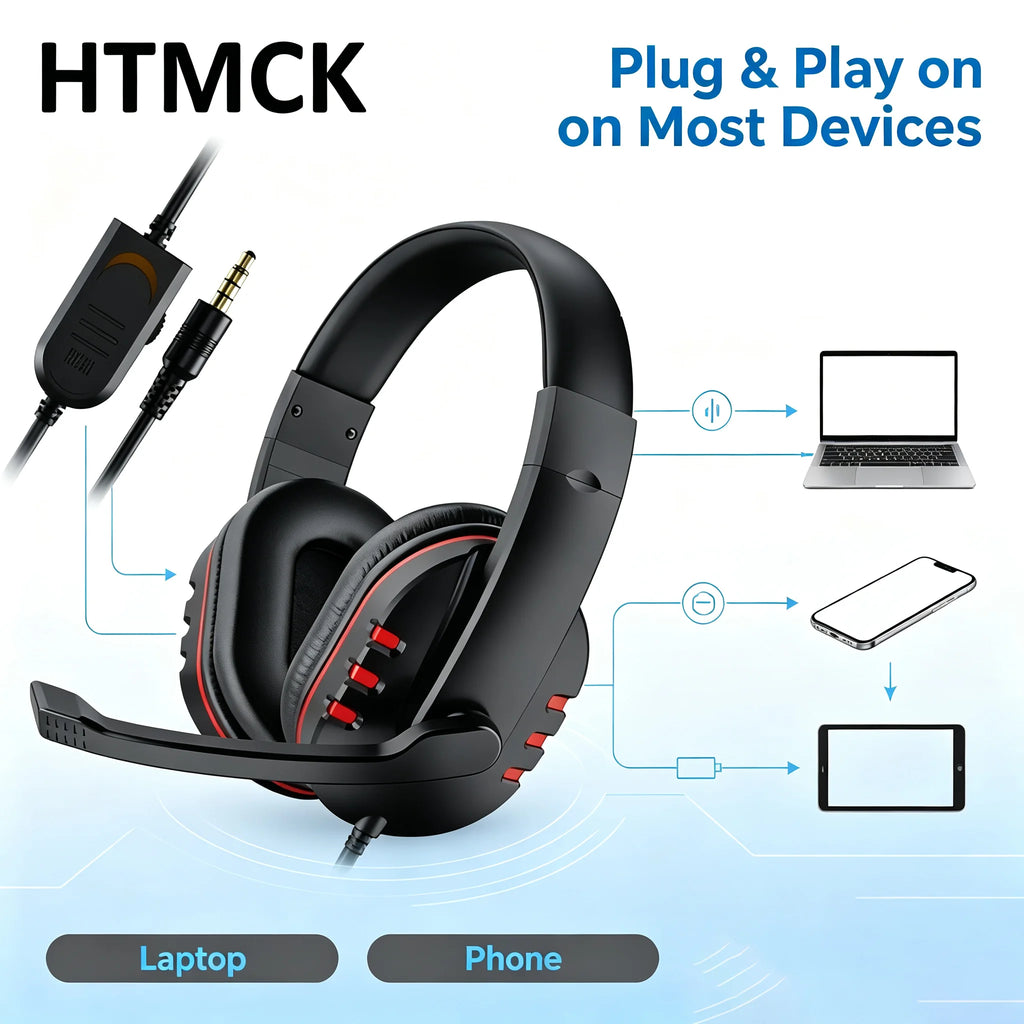 3.5mm Wired Gaming Headset for PS4 – Over-Ear Earphones with Microphone for PC & Chat