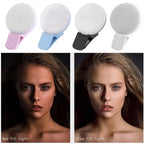 Rapuntek™ Mini Clip-On LED Selfie Ring Light – 3-Level Dimming Fill Light for Phone, Makeup & Video Calls