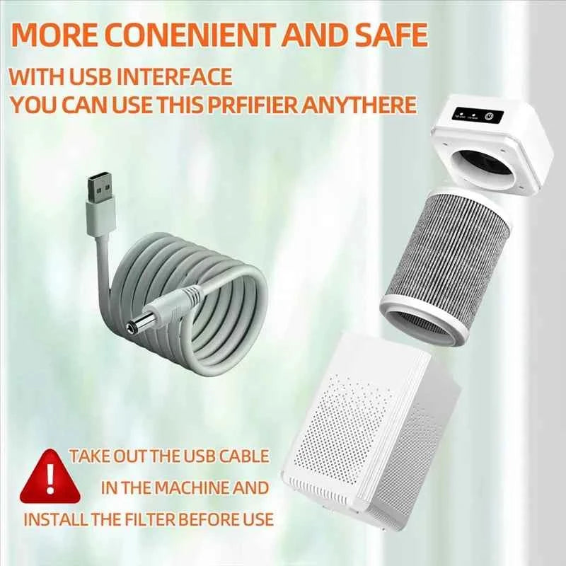 HOMEFISH USB Portable Air Purifier with Aromatherapy – Smoke & Odor Filter for Home, Car & Kitchen