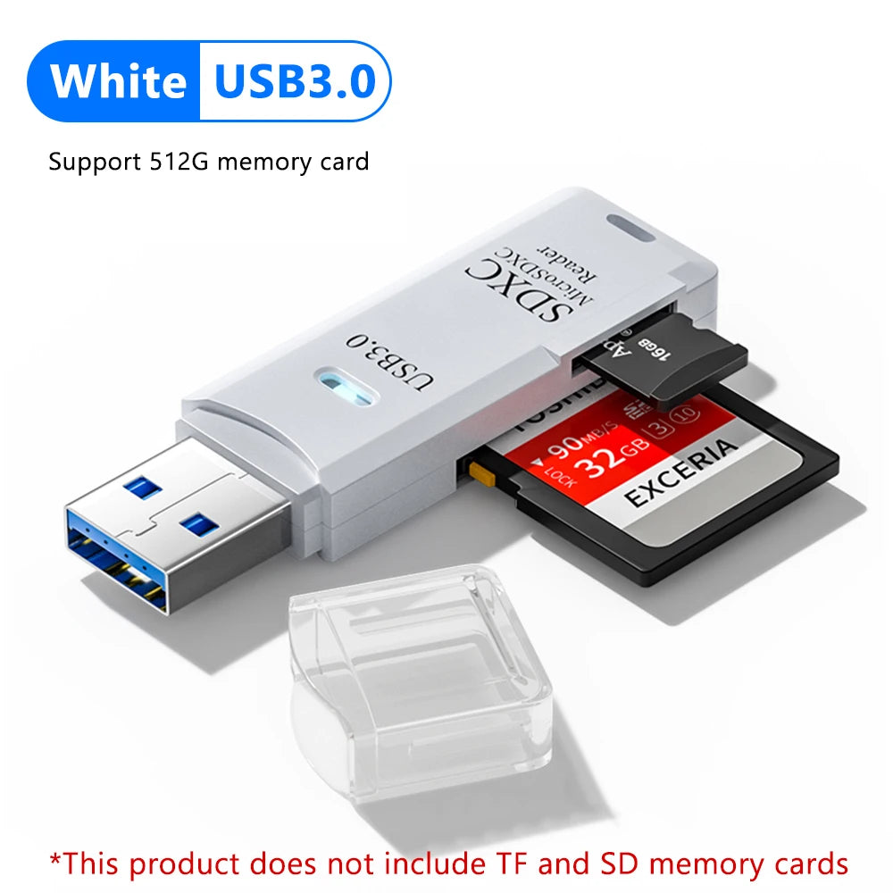2-in-1 USB 3.0 Card Reader – High-Speed TF & SD Memory Card Adapter for PC & Laptop