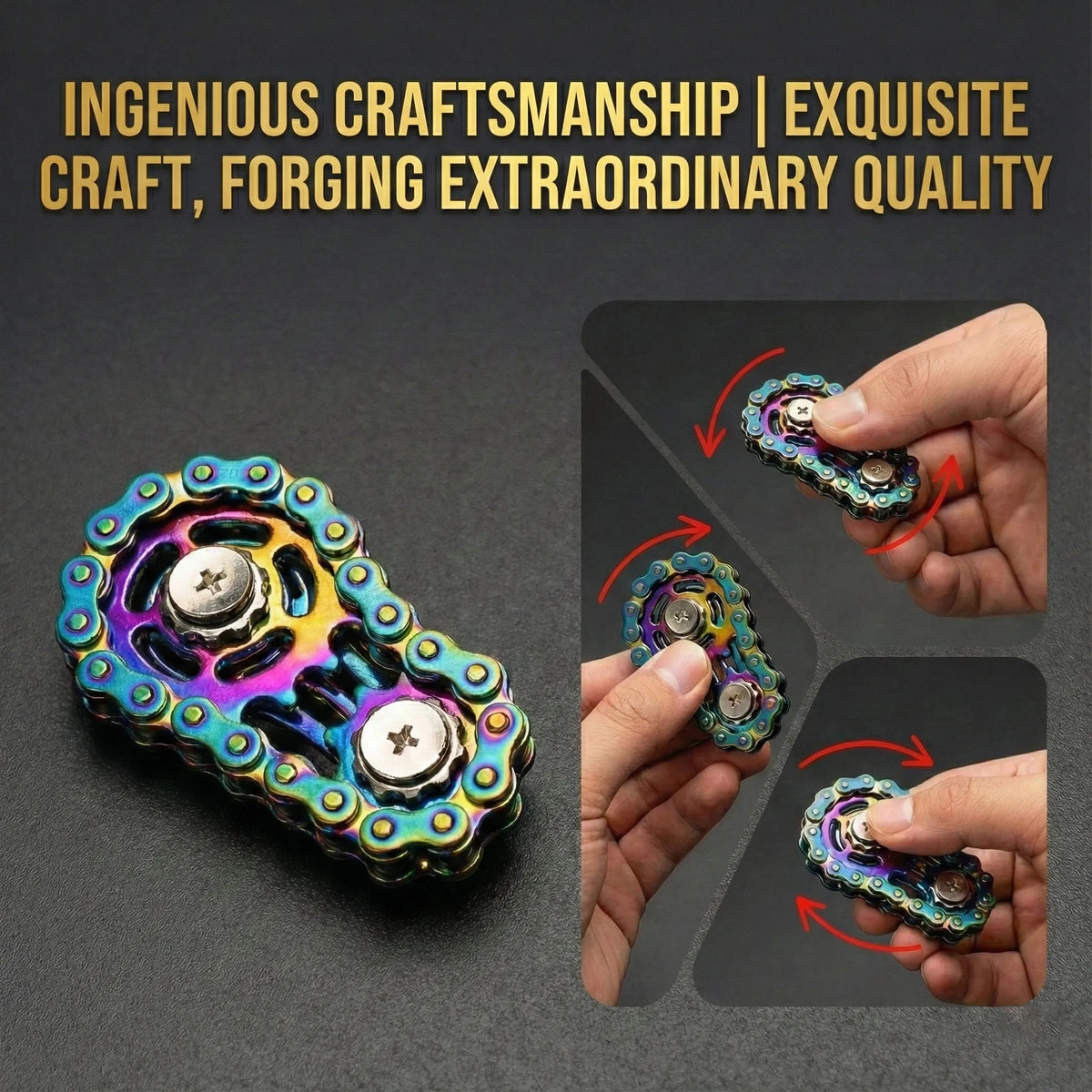 Bicycle Chain Finger Spinner – Silent CNC Stainless Steel Gear Fidget Toy