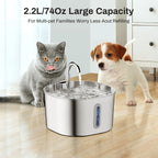 2.2L Stainless Steel Cat Water Fountain with Viewing Window