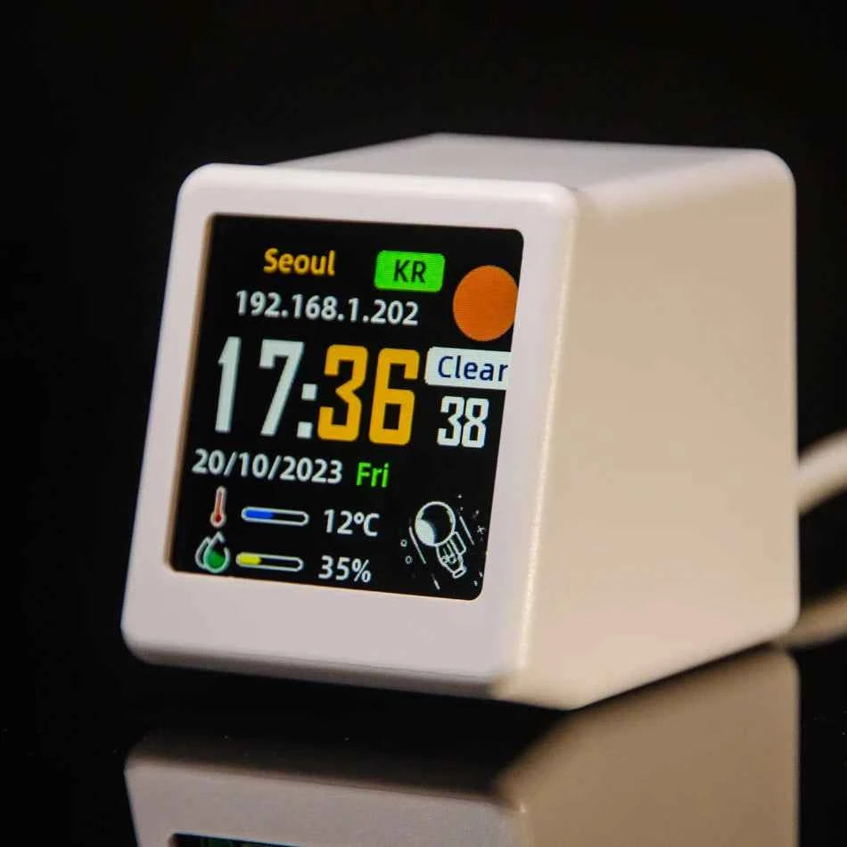 GeekMagic Ultra Smart WiFi Weather Station – Bed Clock with Photo Album, GIF Animation & Desktop Decoration
