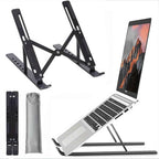 Adjustable Aluminium Laptop Stand – 6-Level Height, Foldable & Portable for 8–16" Laptops with Enhanced Ventilation