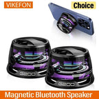 Outdoor Magnetic Bluetooth Speaker – Portable Mini Travel Stereo with RGB Light & Phone Holder for iOS & Android