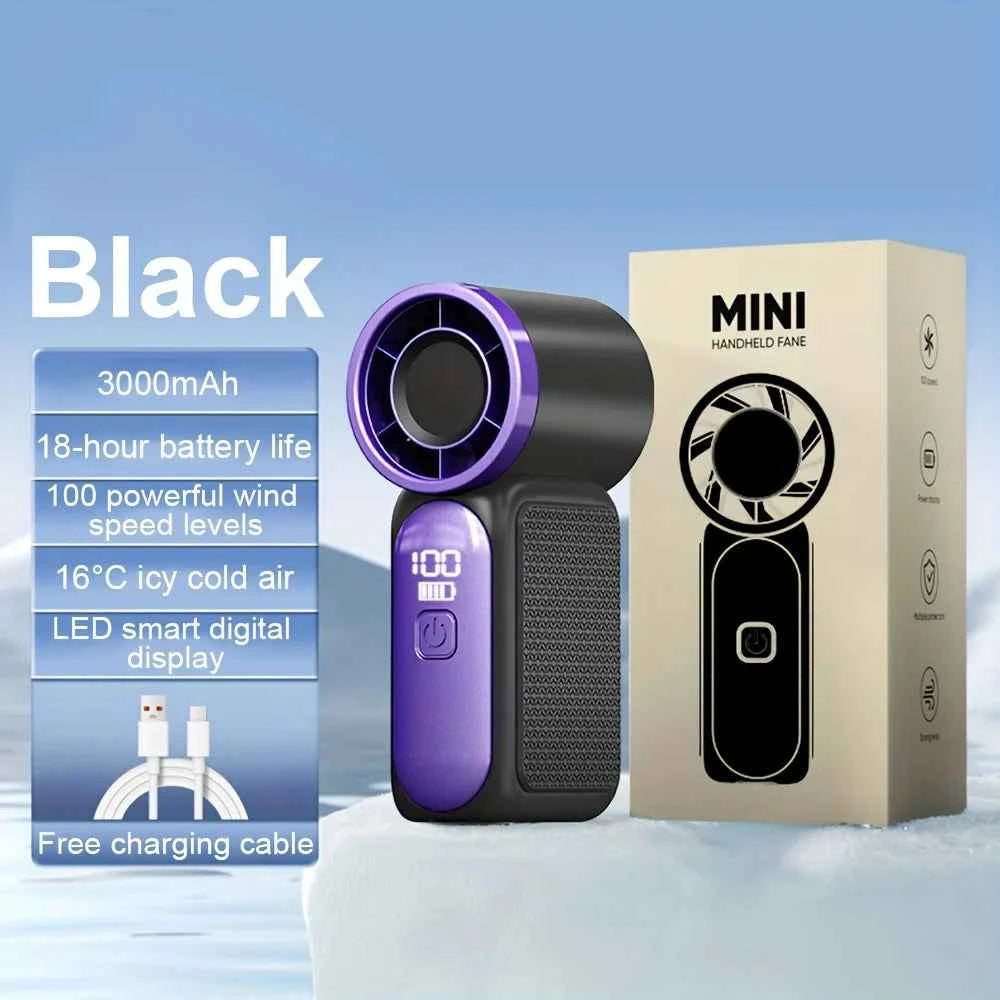 Mini Handheld Turbo Pocket Fan — 3600mAh, 6-Speed, LED Display for Outdoor & Travel