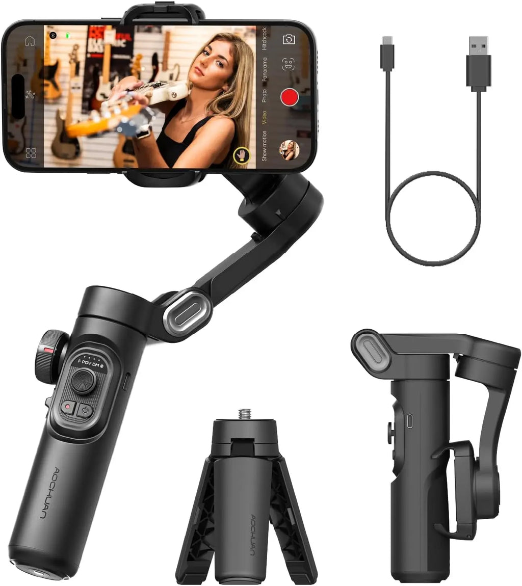 AOCHUAN SmartXE 3-Axis Gimbal Stabilizer — AI Face Tracking | iPhone & Android | Vlog & TikTok