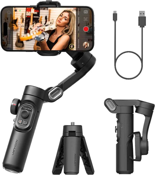 AOCHUAN SmartXE 3-Axis Gimbal Stabilizer — AI Face Tracking | iPhone & Android | Vlog & TikTok