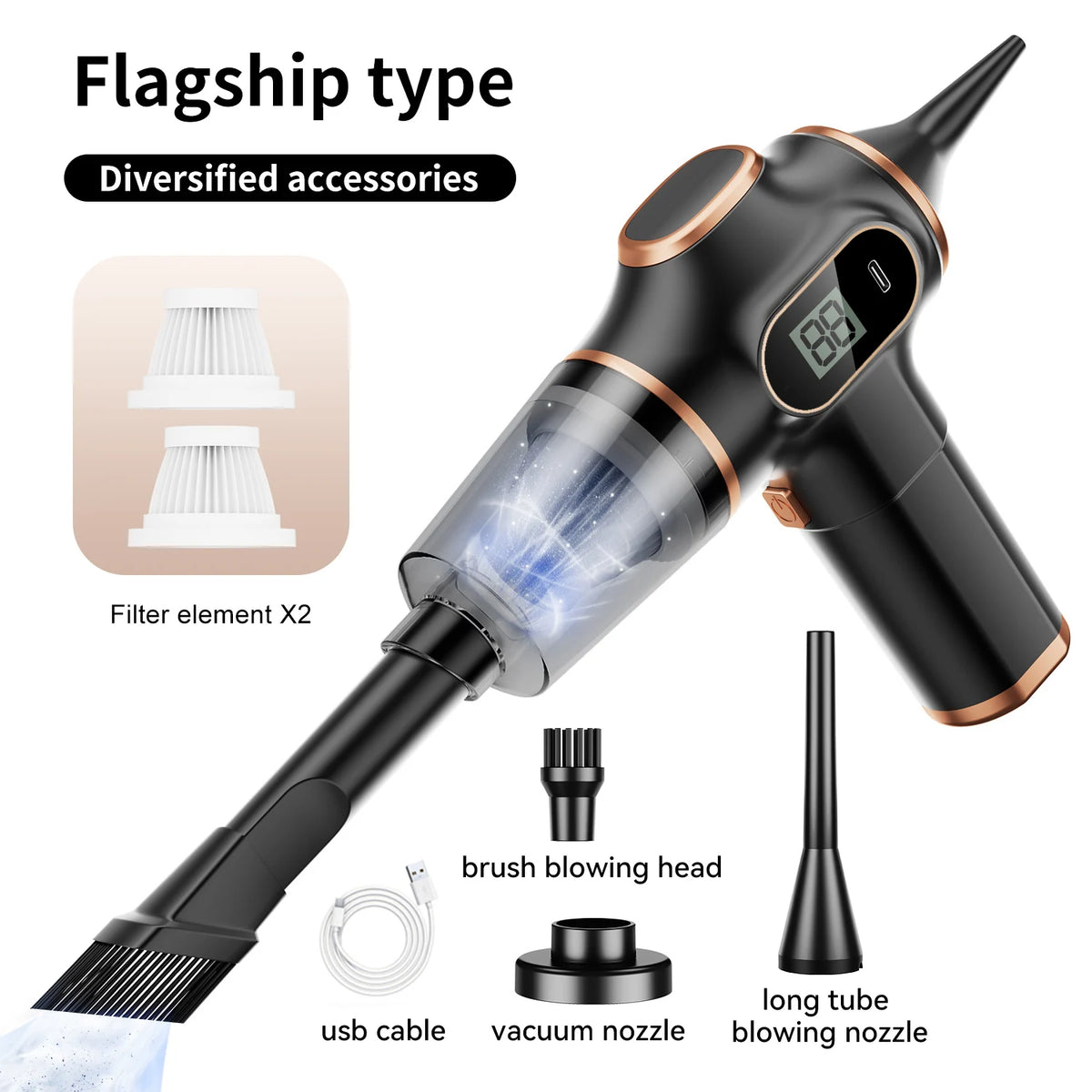 Wireless Car Vacuum Cleaner — 60W Handheld Mini Vacuum with HEPA Filter for Car, Home & Office