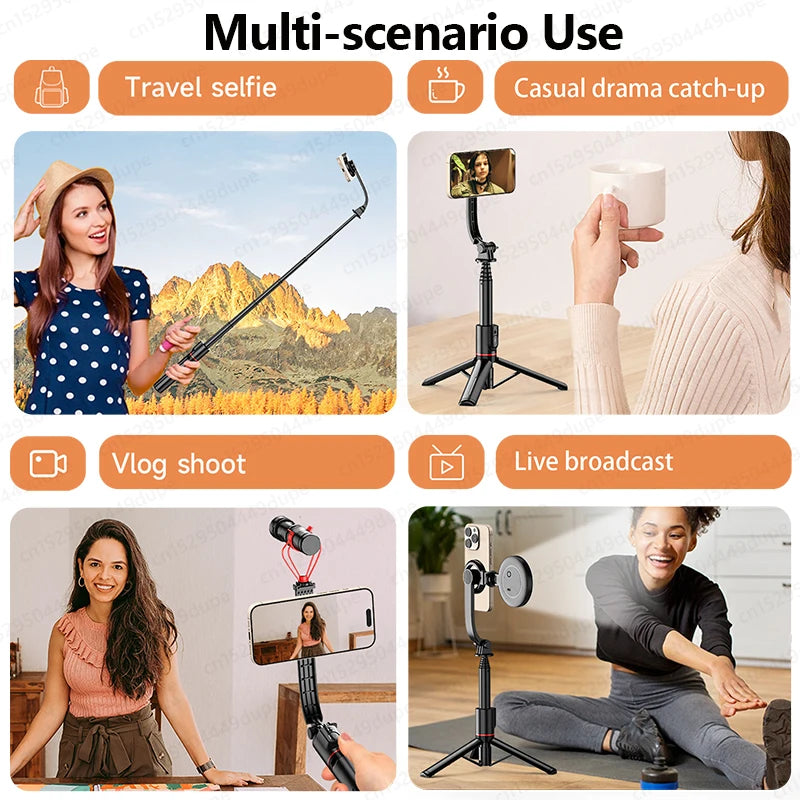 KEELEAD Magnetic Selfie Stick Tripod with Bluetooth Remote — Compatible with iPhone 12–15 Pro Max