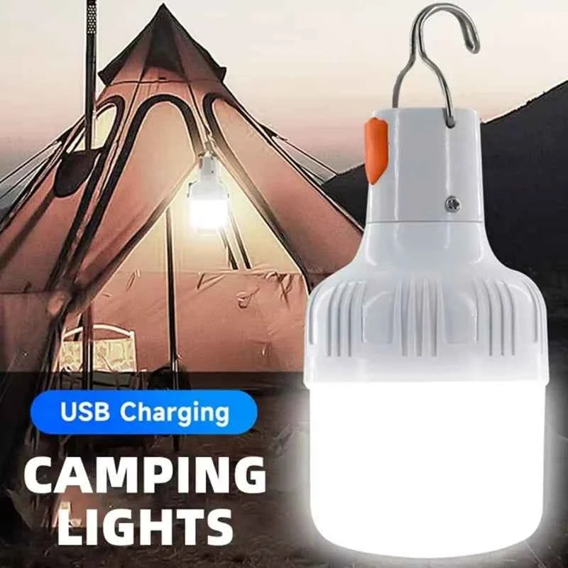 USB Rechargeable LED Camping Bulb with Hook | Portable Outdoor Hanging Light