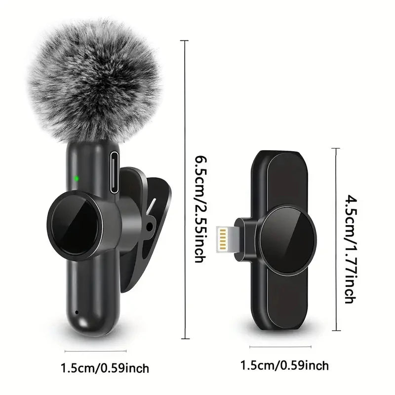 Rapuntek™ Wireless Lavalier Microphone – Plug & Play, 20m Range, 10H Battery | iPhone & USB-C