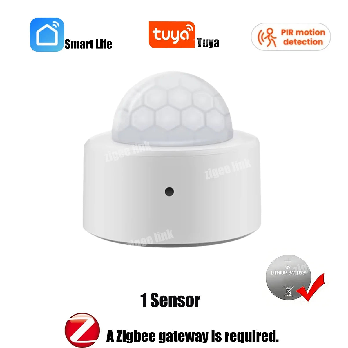ZigBee 3.0 PIR Motion Sensor – Wireless Smart Home Security with Alexa & Google Home Support