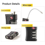 TSA Approved Travel Lock – 3-Digit Combination Zinc Alloy Luggage Lock