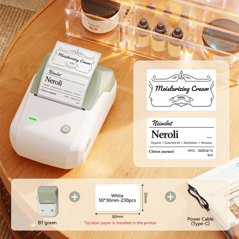 NIIMBOT B1 Portable Bluetooth Label Printer — 2-Inch Thermal Sticker Maker for Smartphones & PC