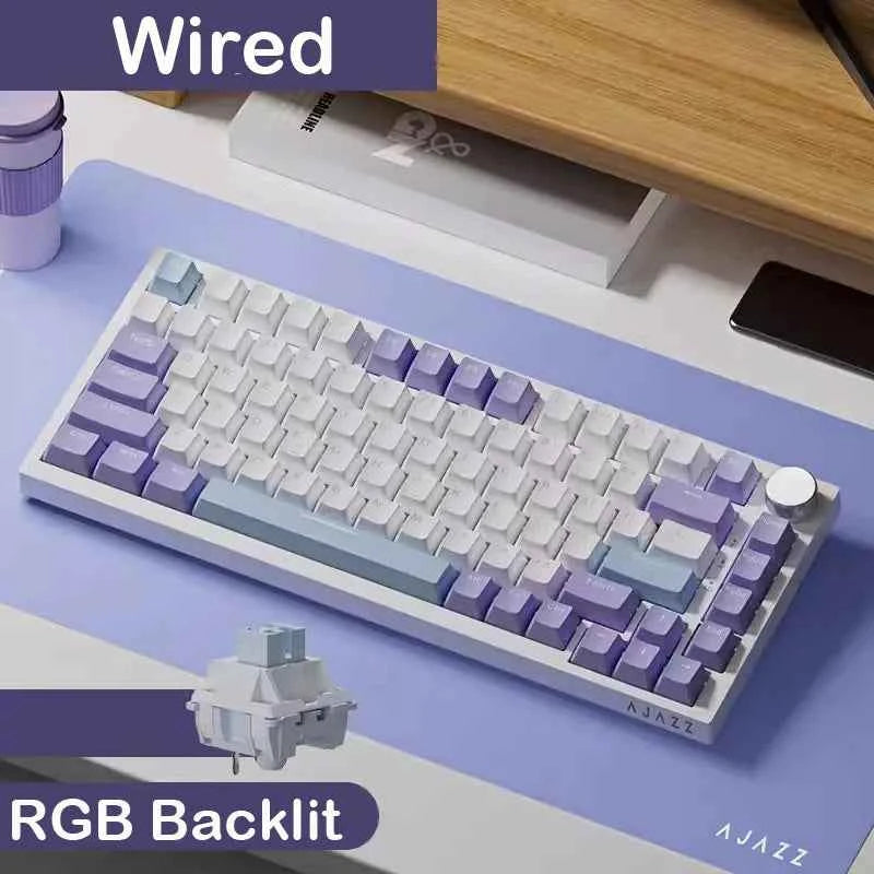 AJAZZ AK820 Pro Mechanical Gaming Keyboard – Tri-Mode Wired/Wireless, RGB Backlit, Hot-Swappable, 70% Compact | PC & Mac