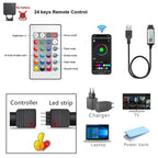 USB 5V RGB LED TV Backlight – App Control Flexible Ribbon Tape 5050 30 LEDs/m for TV, Bedroom & Room Decor