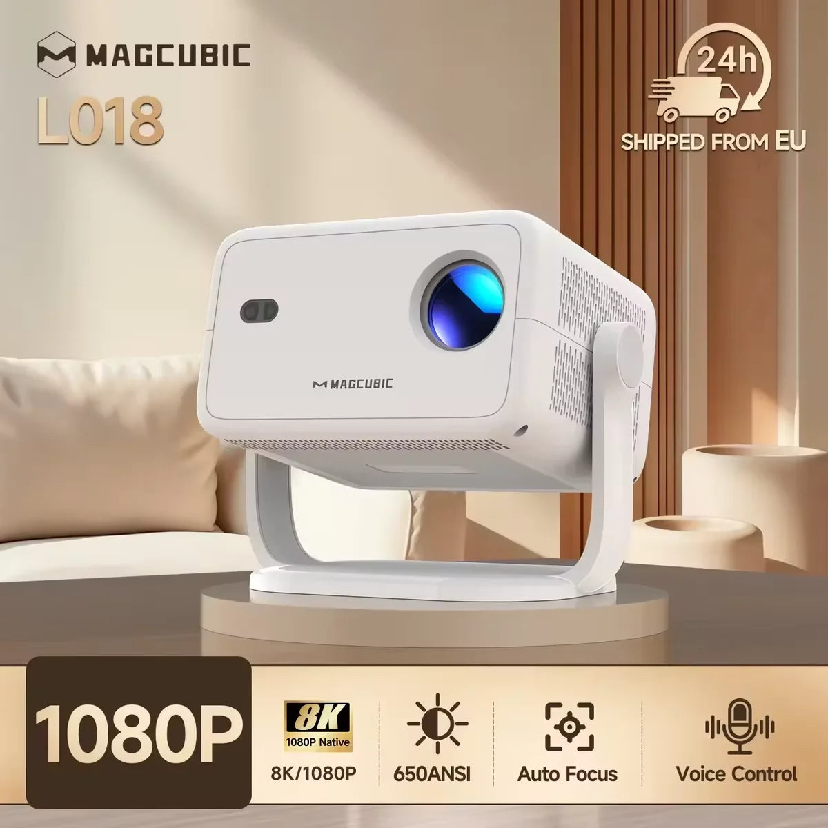 Magcubic Native 1080P Projector – 650 ANSI, 8K Android 14, Auto Keystone, WiFi 6, BT 5.4 | Portable Outdoor Movie