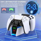 RGB Dual Fast Charger Docking Station for PS5 Controllers – RGB Indicator, Charging Stand for PS5 Gamepad
