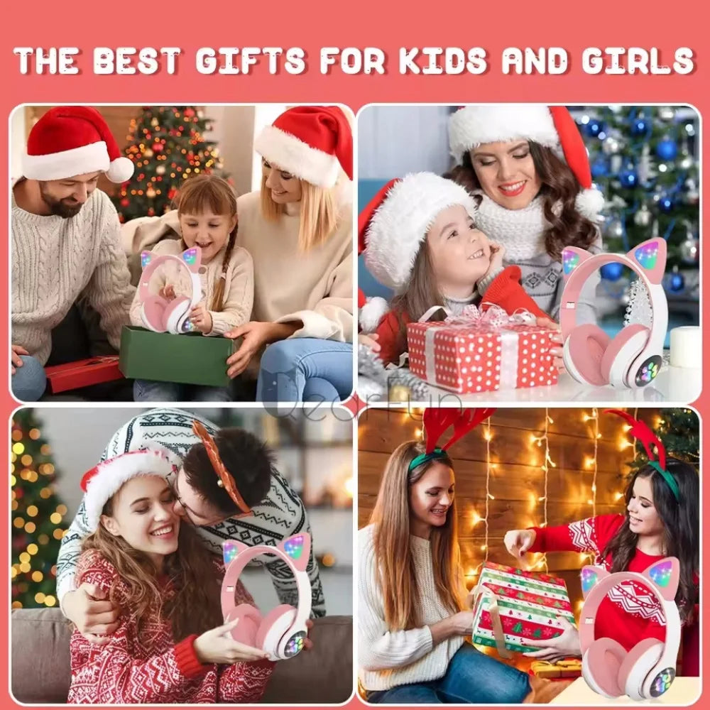 Cat Ear Bluetooth Headset with LED Lights | Wireless Kids Headphones with Microphone