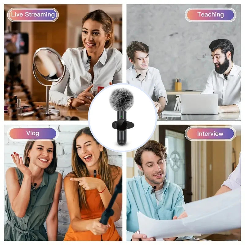Rapuntek™ Wireless Lavalier Microphone – Plug & Play, 20m Range, 10H Battery | iPhone & USB-C