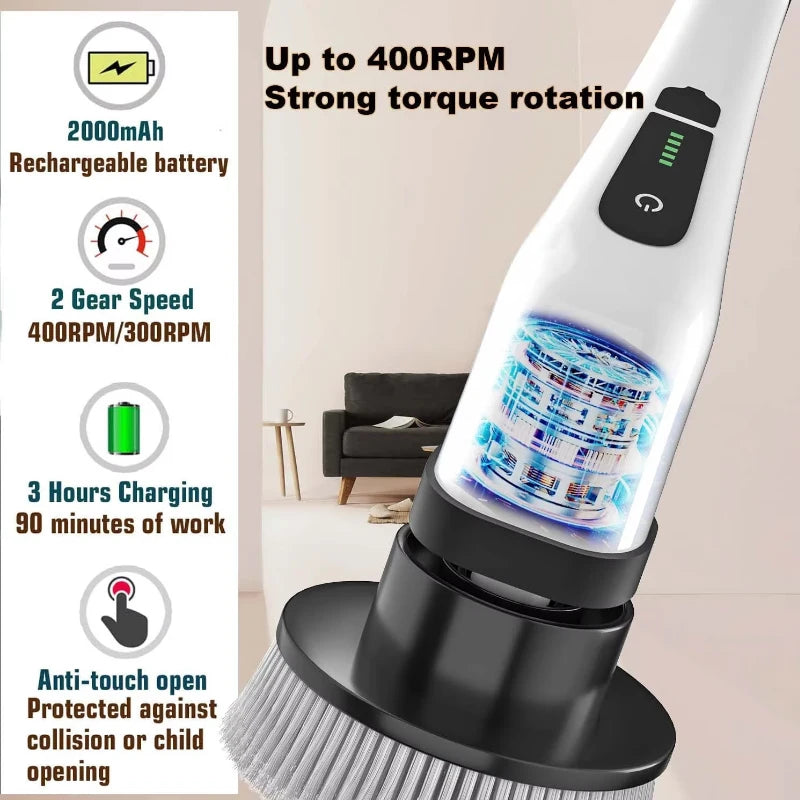 Cordless Spin Scrubber Electric Cleaning Brush – Multipurpose Kitchen & Bathroom Cleaner