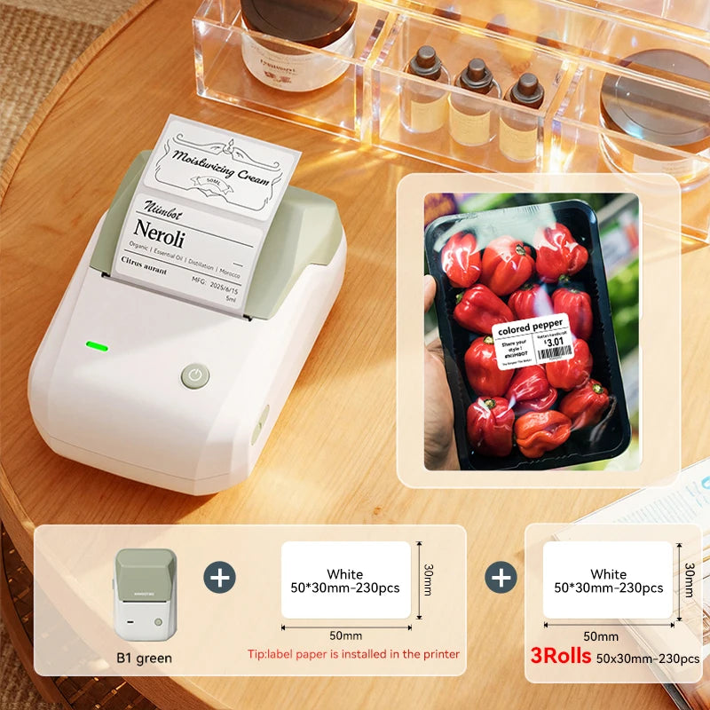 NIIMBOT B1 Portable Bluetooth Label Printer — 2-Inch Thermal Sticker Maker for Smartphones & PC