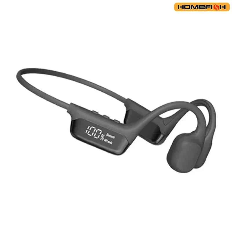 HOMEFISH IPX8 Waterproof Bone Conduction Headphones – Open Ear Bluetooth Sport Headset with 32GB MP3 & 72H Battery